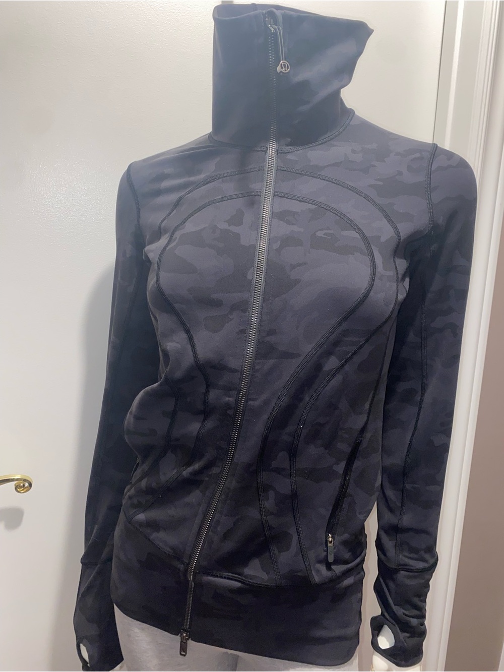 lululemon athletica Black Camo High-Neck Zip Bomber Jacket